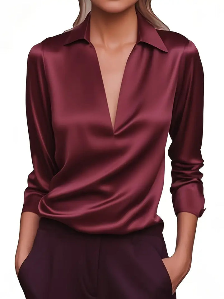 Adeline Satin Draped Collar Blouse