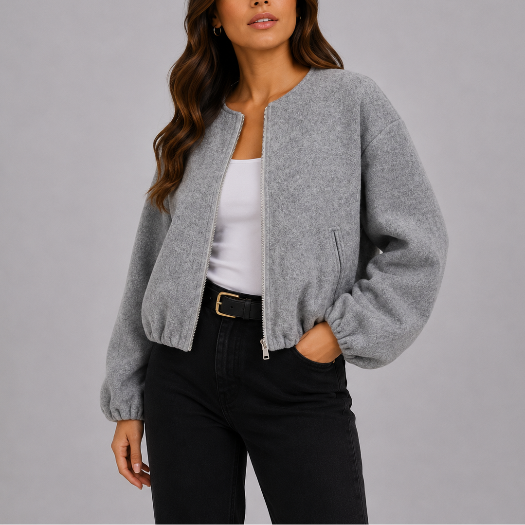 Margot Collarless Bomber Jacket