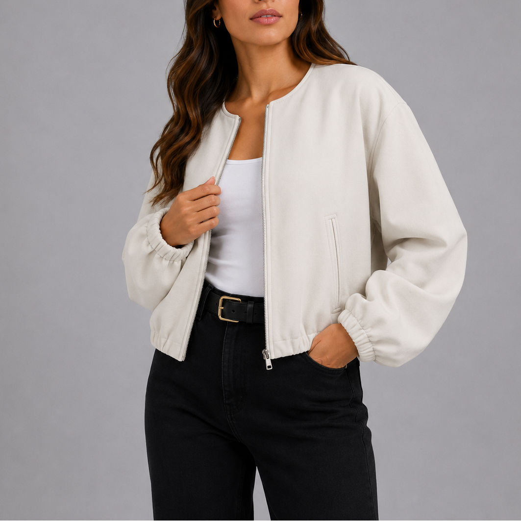 Margot Collarless Bomber Jacket
