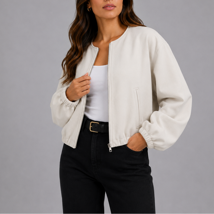 Margot Collarless Bomber Jacket