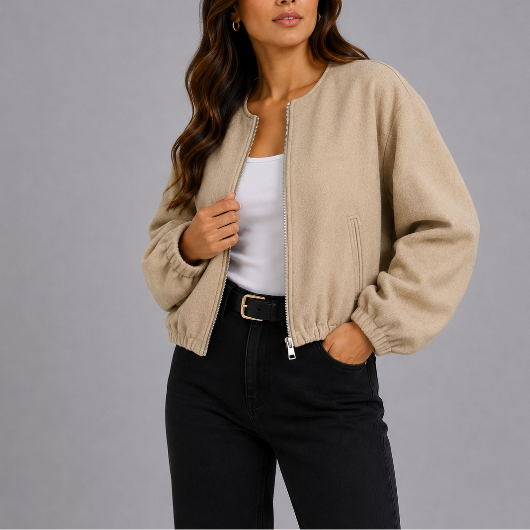 Margot Collarless Bomber Jacket