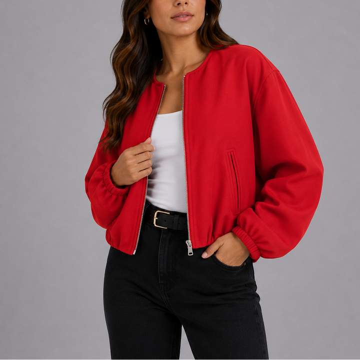 Margot Collarless Bomber Jacket