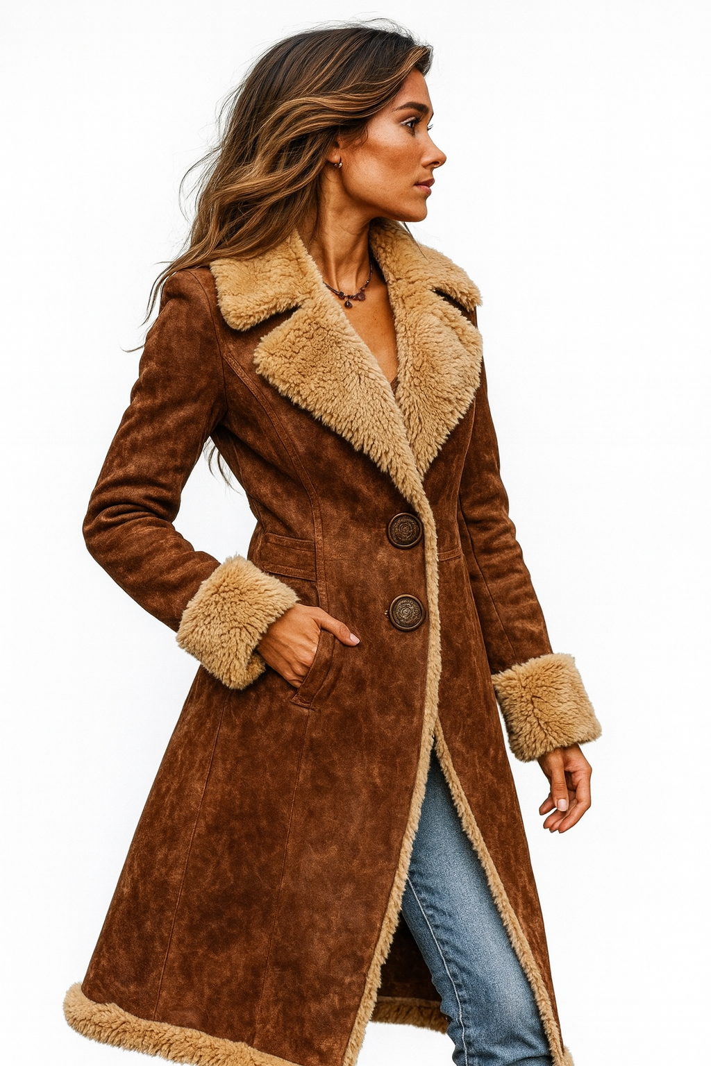 Theodora Shearling Collar Coat