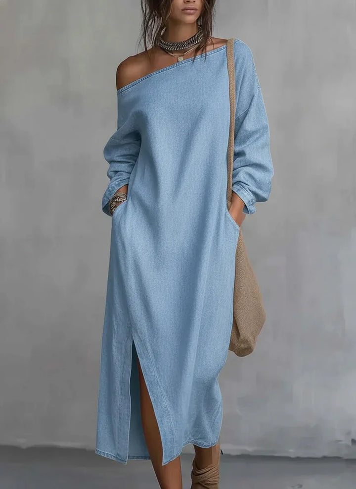 Valencia One Shoulder Linen Maxi Dress