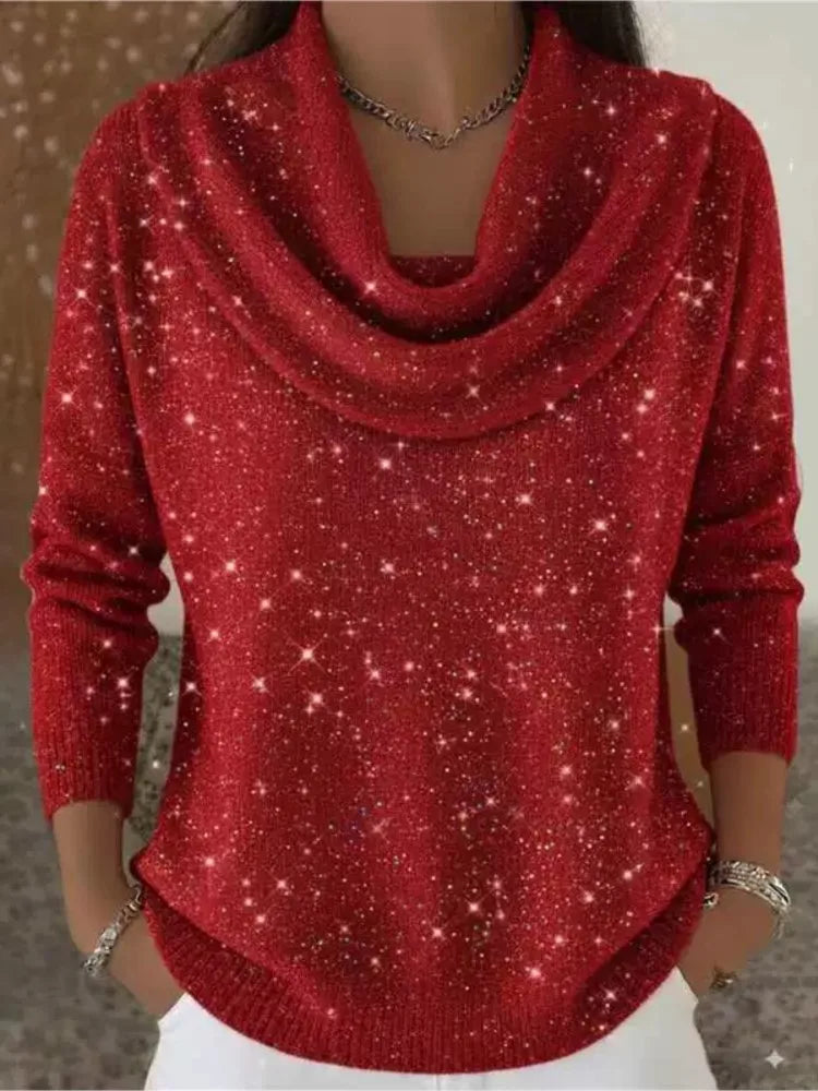 Beatrice Cowl Neck Shimmer Sweater