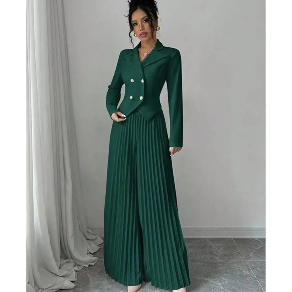 Valentina Pleated Wide Leg Set
