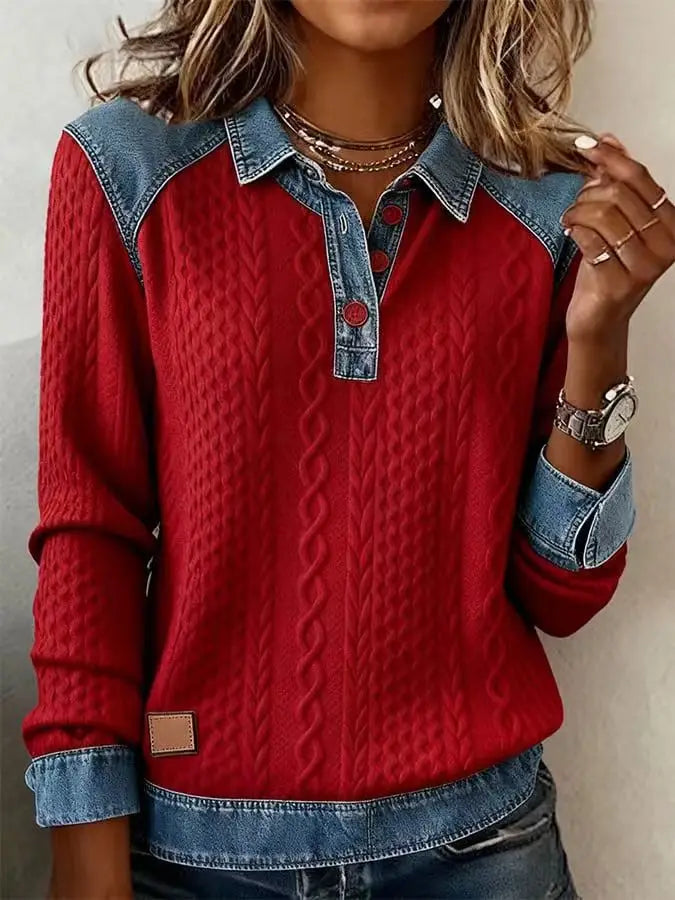 Roxane Denim Trim Blouse