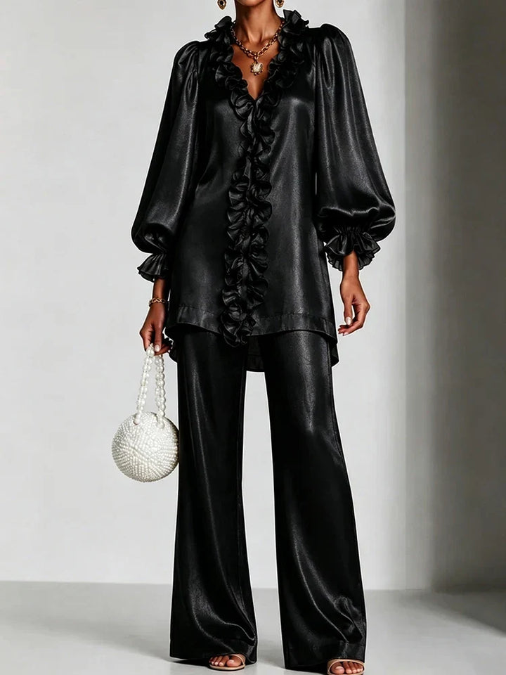 Marisol Ruffle V-Neck Set