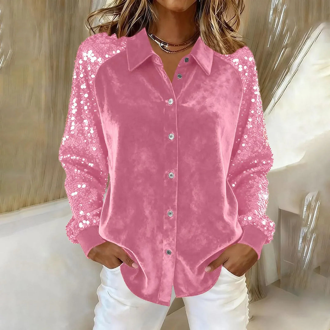 Averil Sequin Sleeve Blouse