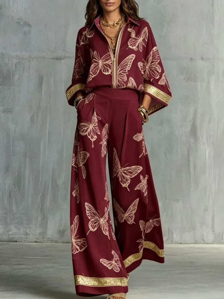 Camille Butterfly Print Lounge Set