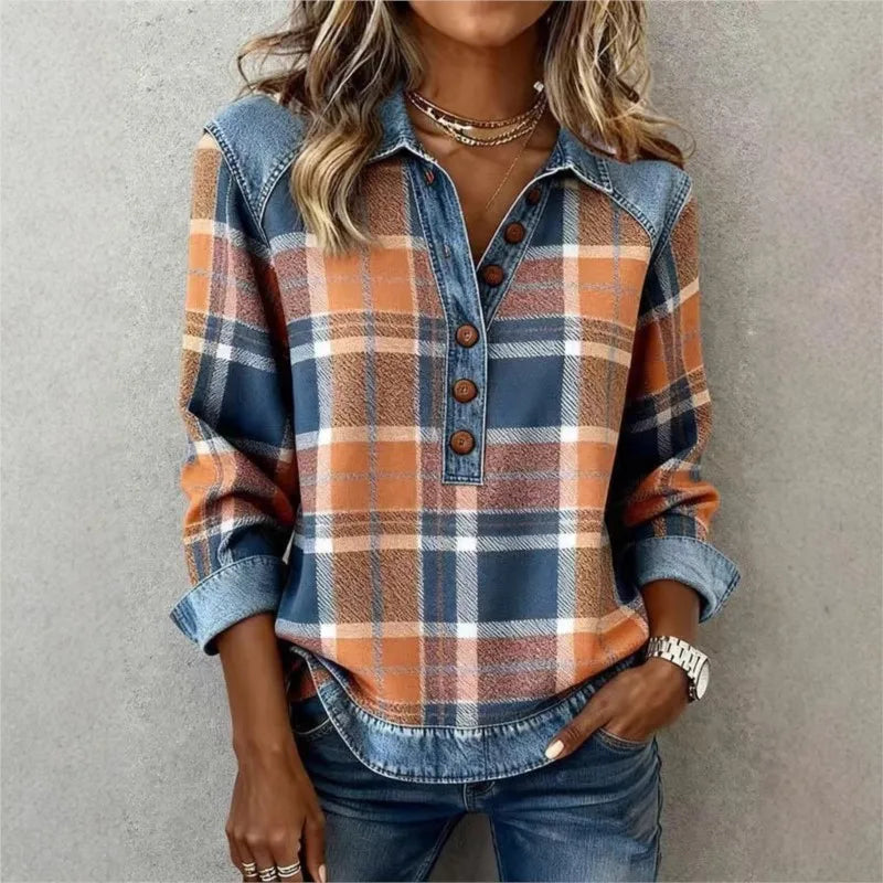 Roxane Denim Trim Blouse