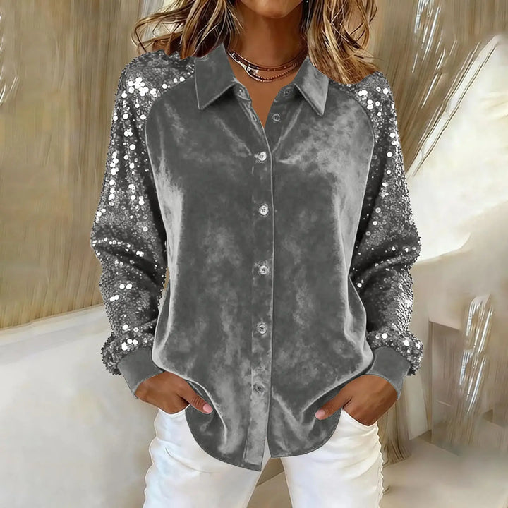 Averil Sequin Sleeve Blouse