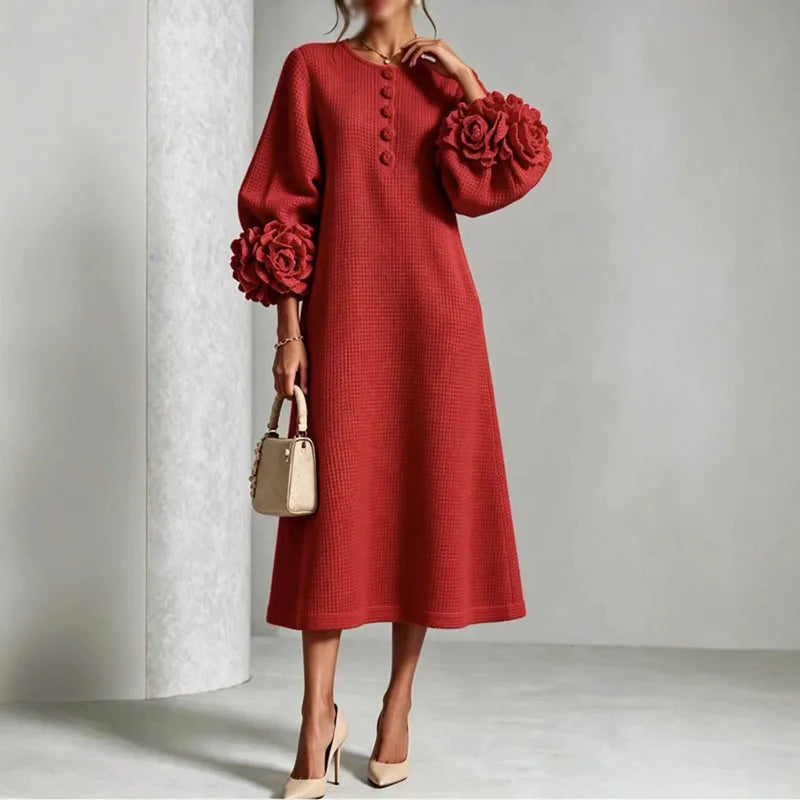 Thalia Button Front Knit Midi Dress