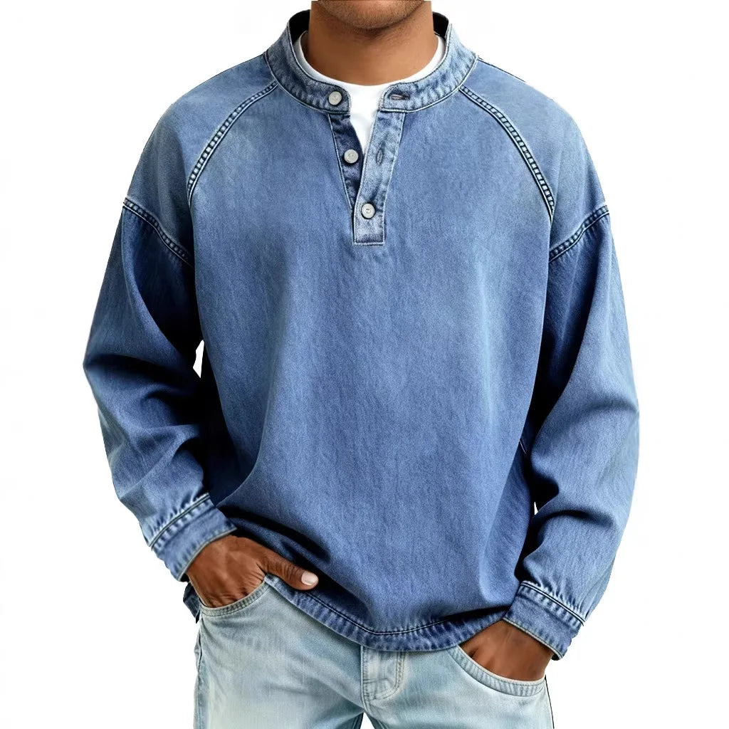 Jacob Vintage Denim Henley Pullover