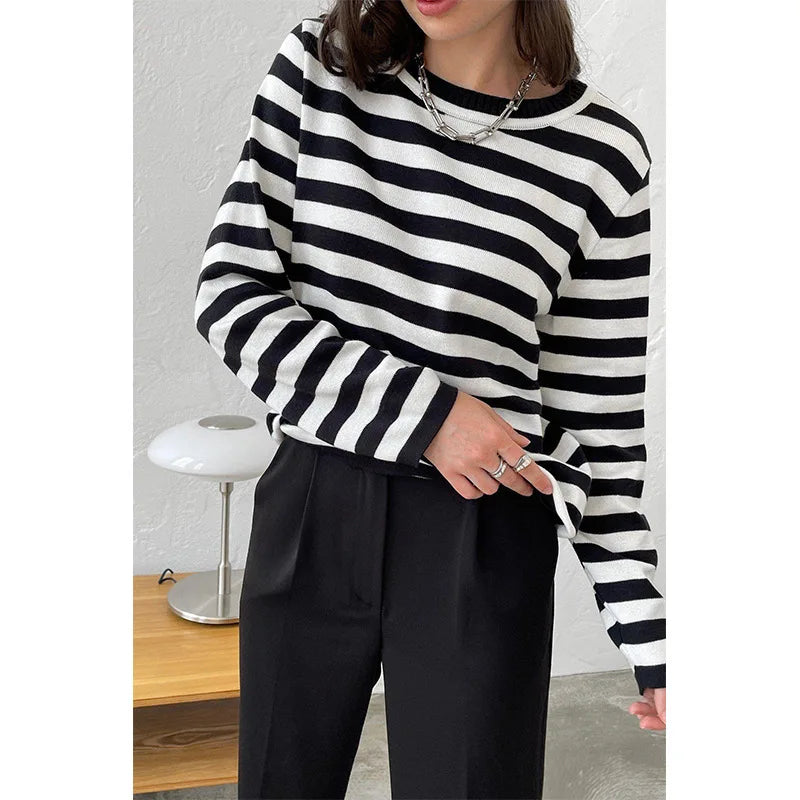 Margaux Striped Crew Sweater