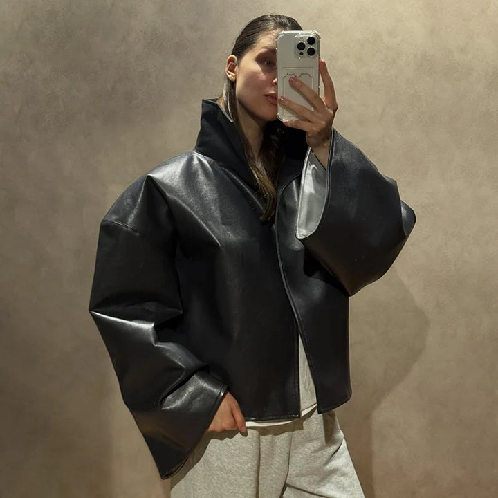 Harlow Cropped Leather Jacket