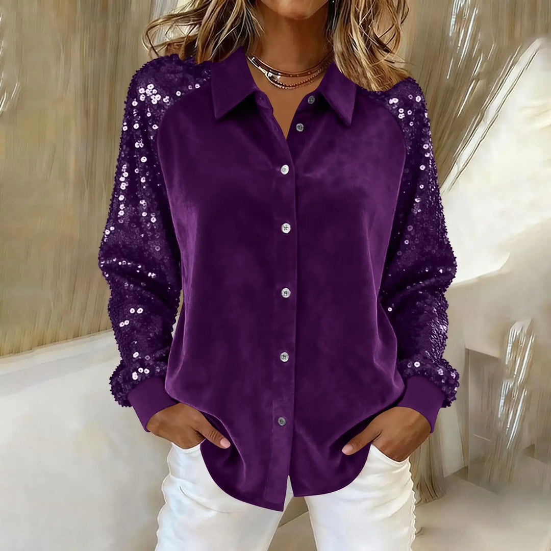 Averil Sequin Sleeve Blouse