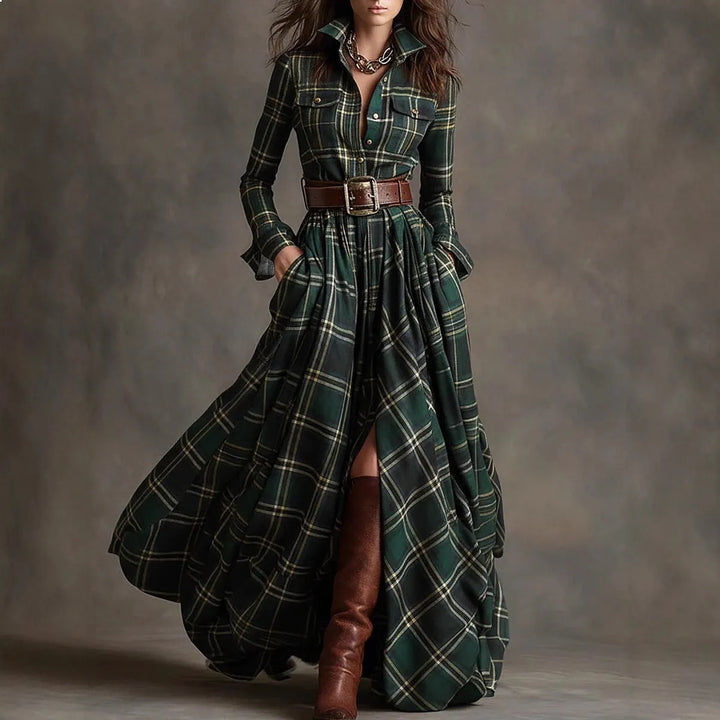 Rosalie Plaid Button Maxi Dress