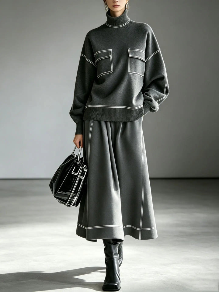 Madona Turtleneck Skirt Set
