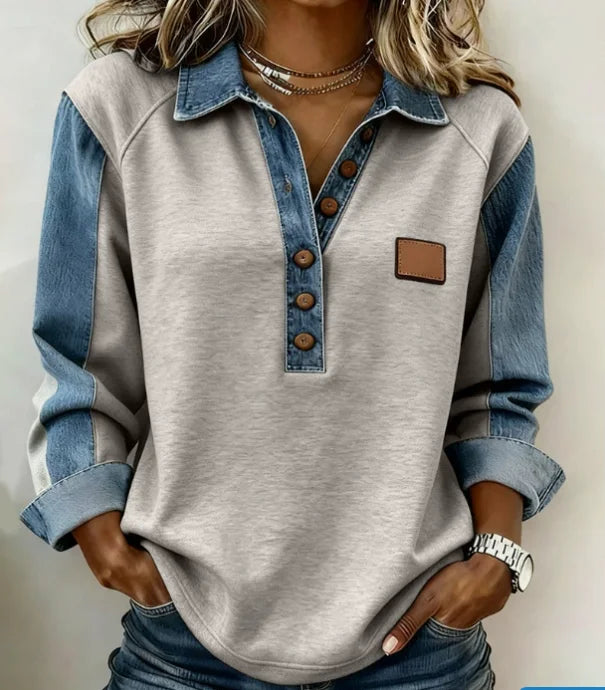 Elowen Denim Trim Blouse