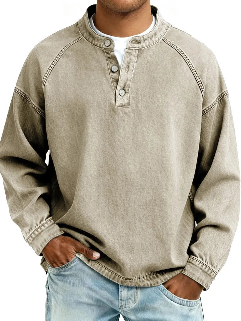 Jacob Vintage Denim Henley Pullover