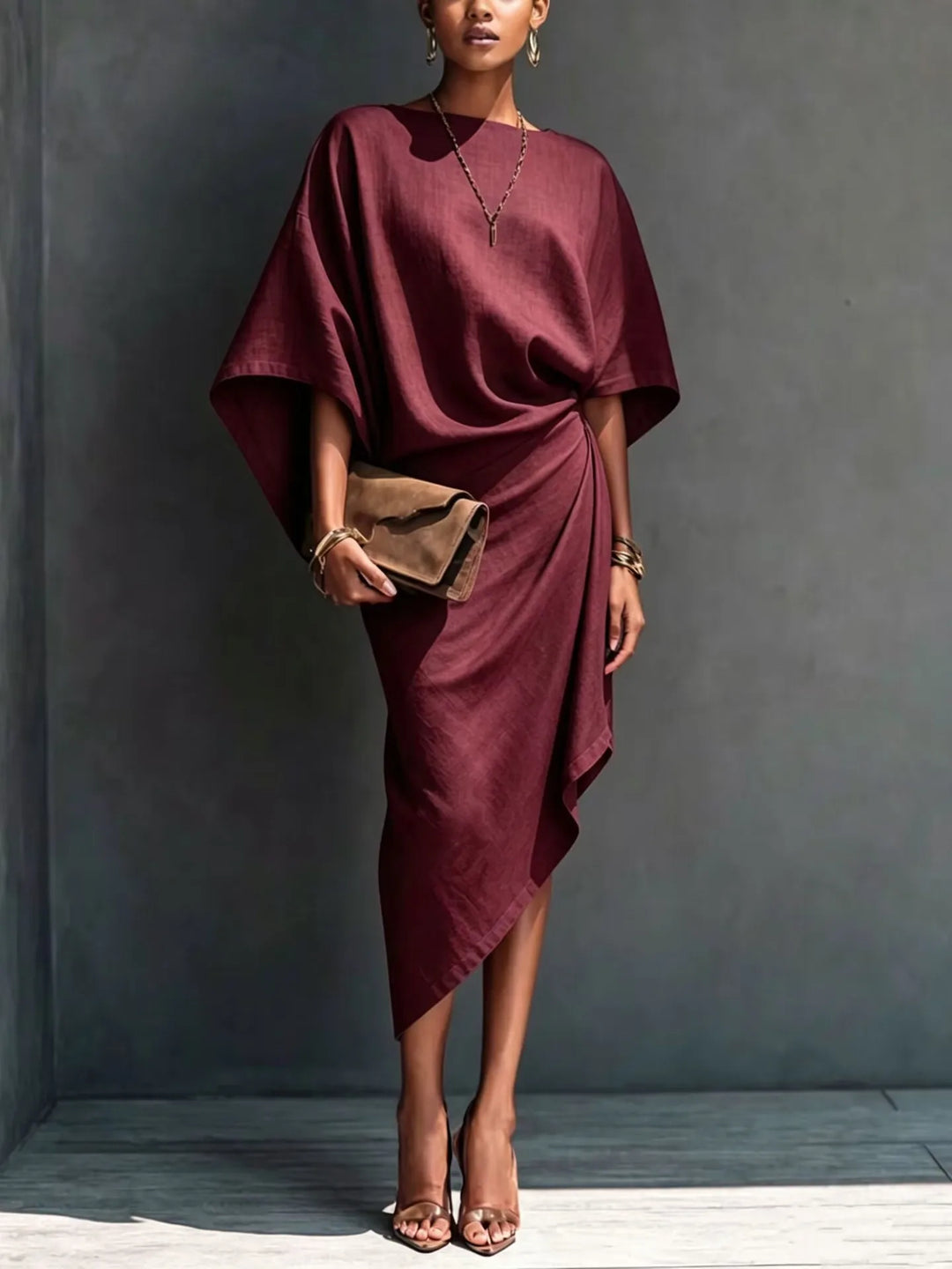 Isolde Batwing Sleeve Midi Dress