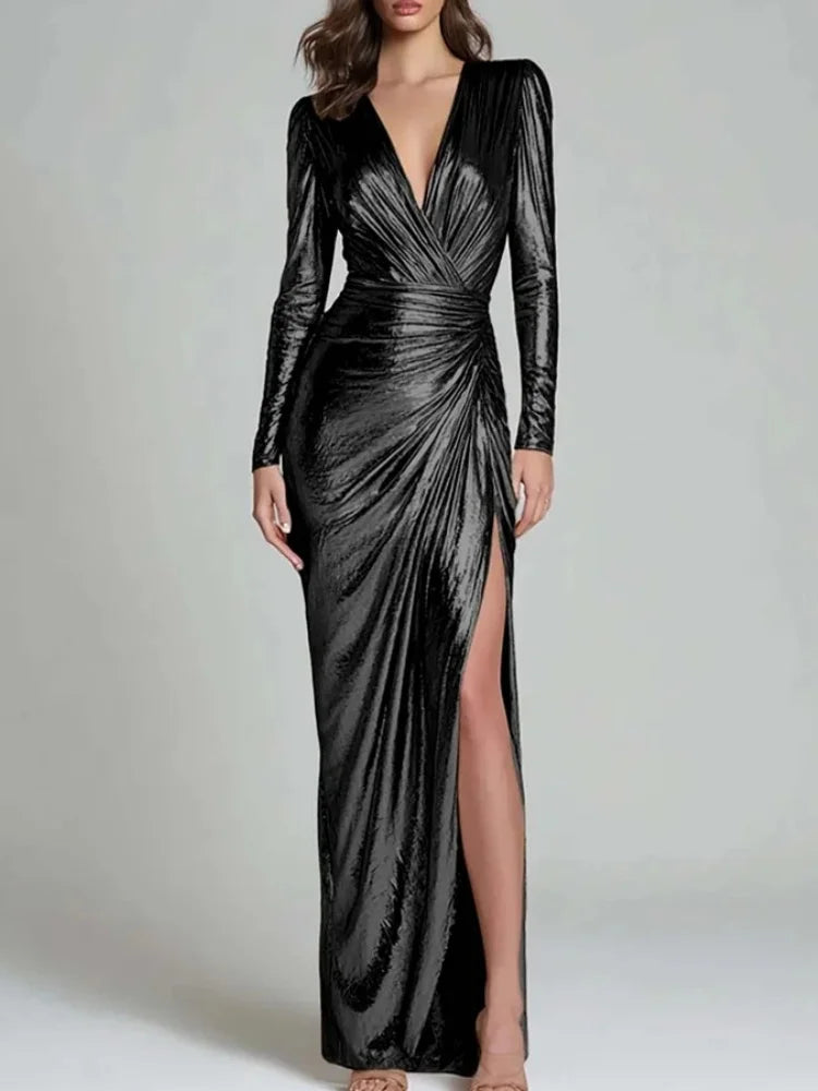 Serefina Ruched Wrap Maxi Dress