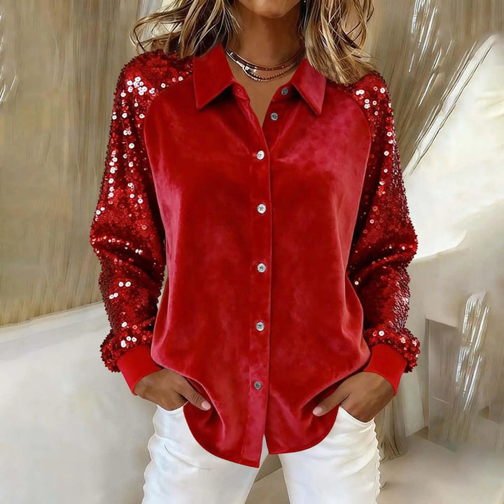 Averil Sequin Sleeve Blouse