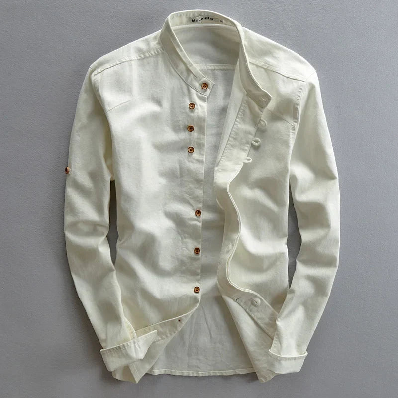Elvaro  Slim Fit Linen Henley Shirt