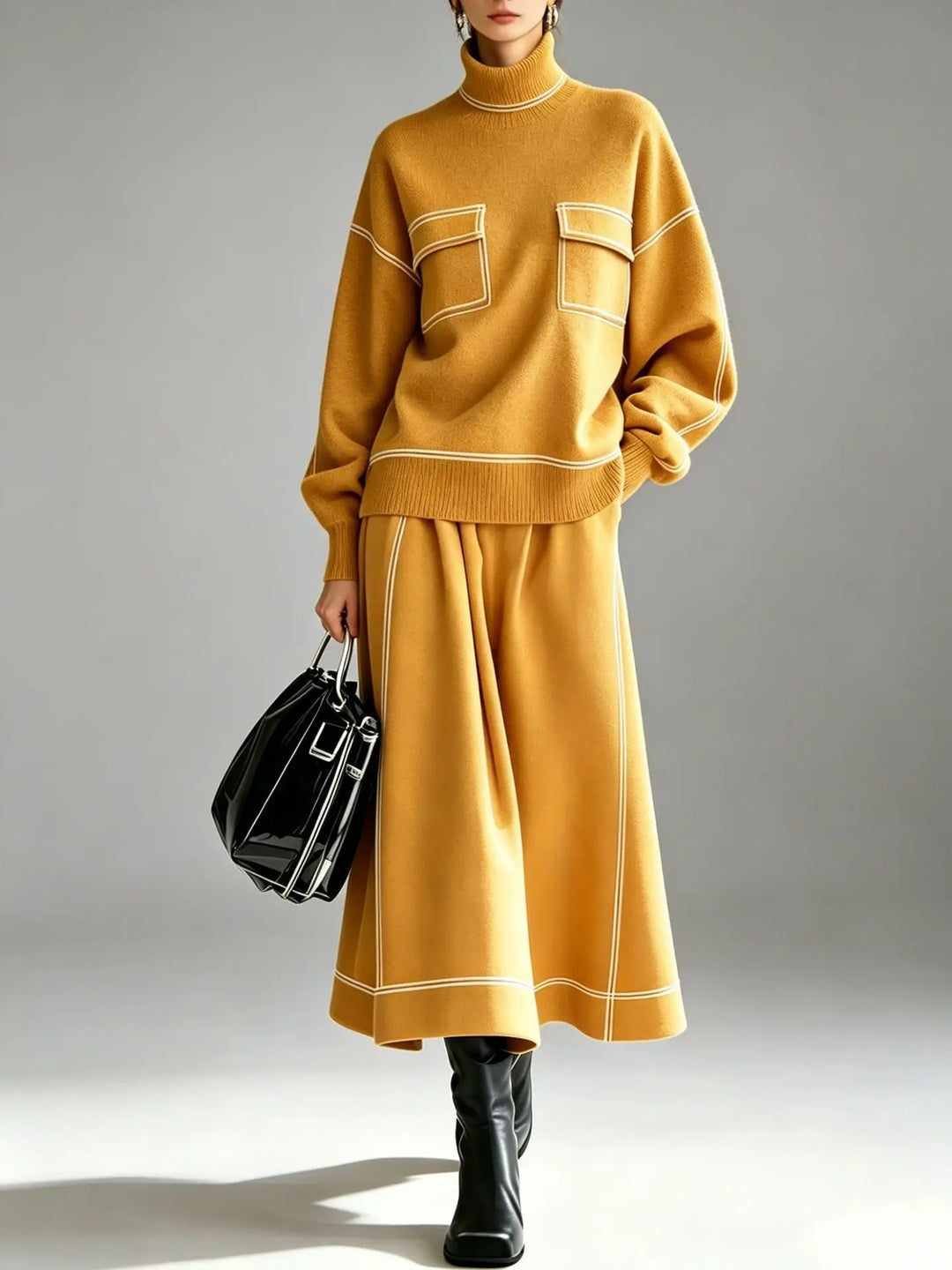 Madona Turtleneck Skirt Set