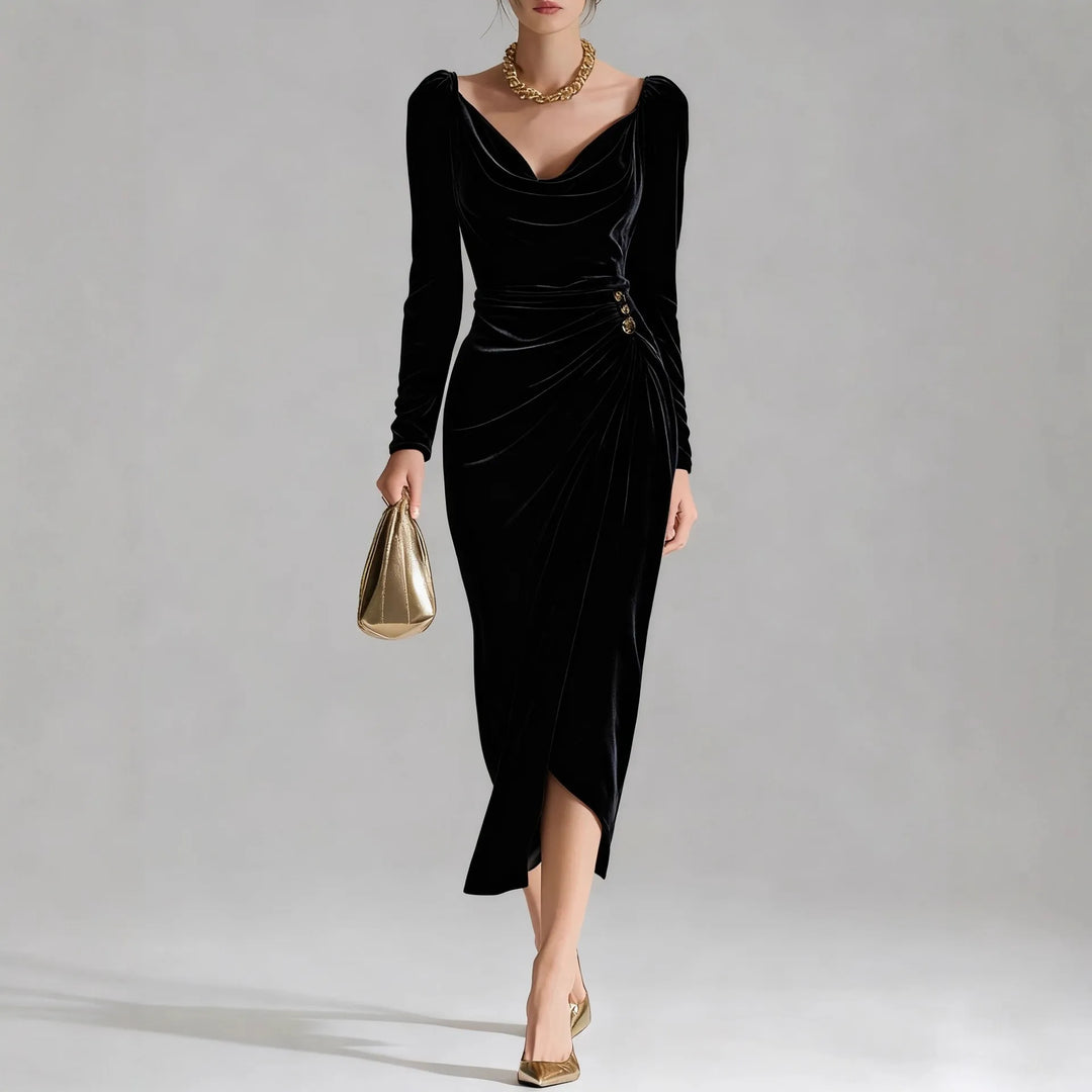 Veronica Velvet Ruched Midi Dress