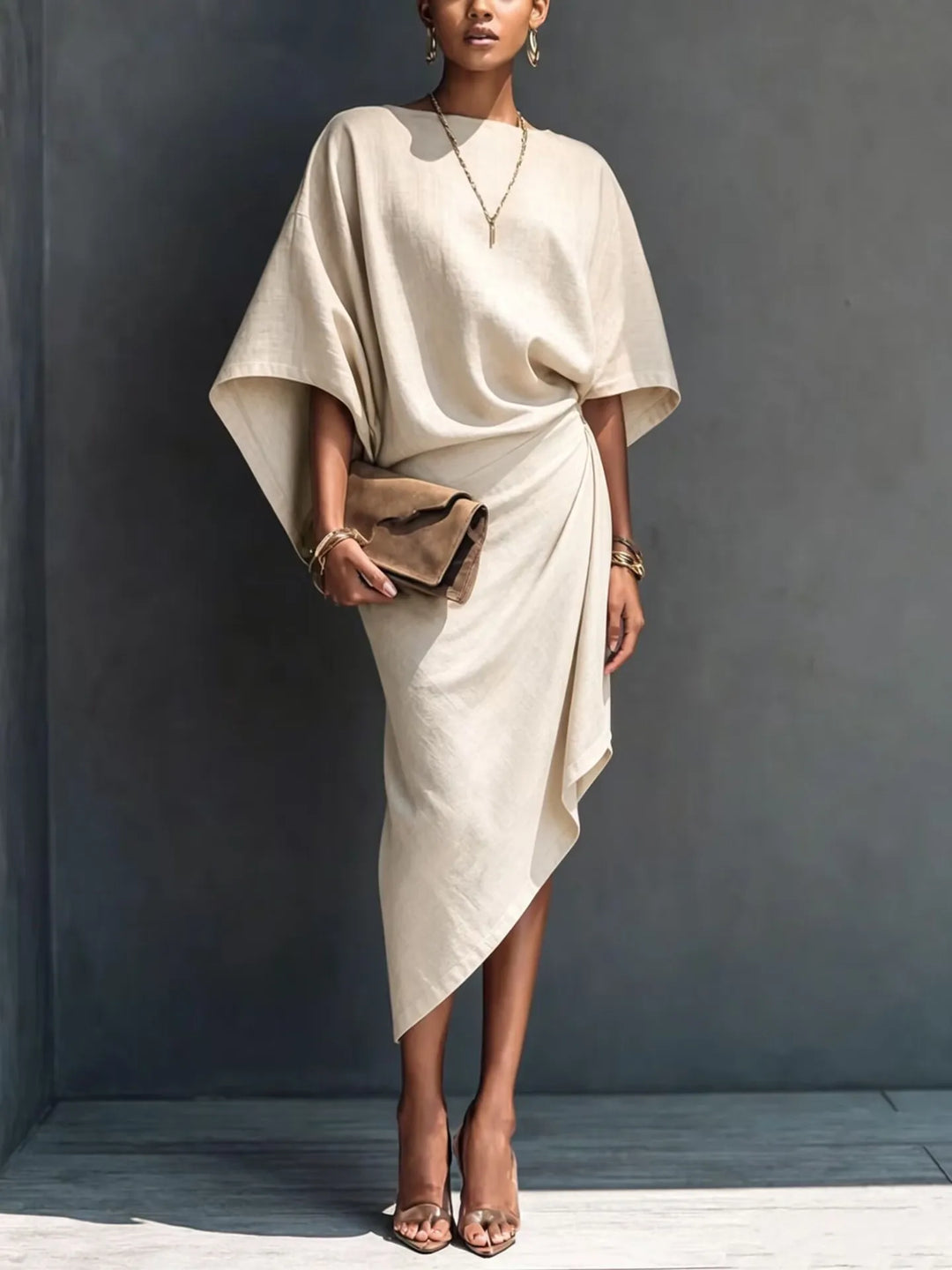 Isolde Batwing Sleeve Midi Dress