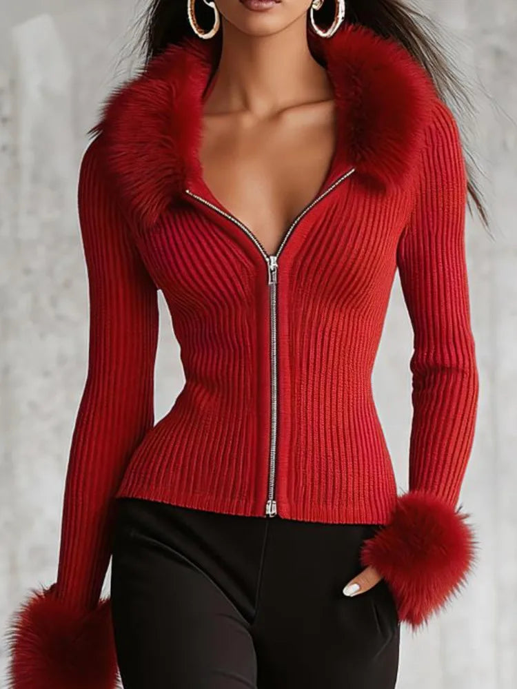 Henrietta Faux Fur Zip Cardigan