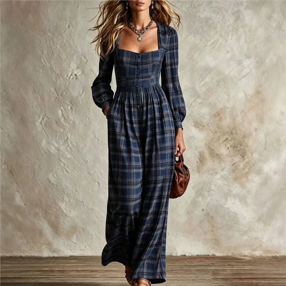 Isabelle Plaid Wide Leg Jumpsuit