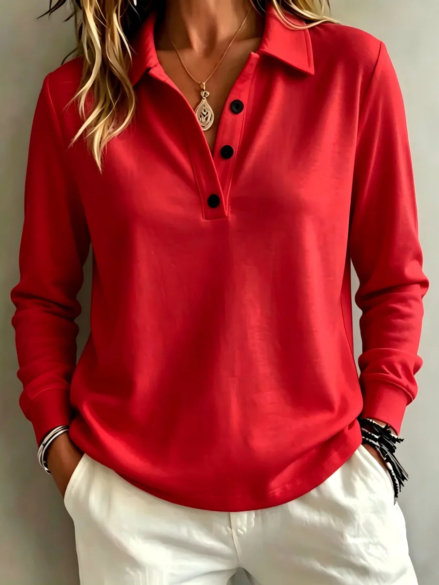 Delphine Button Placket Polo Top