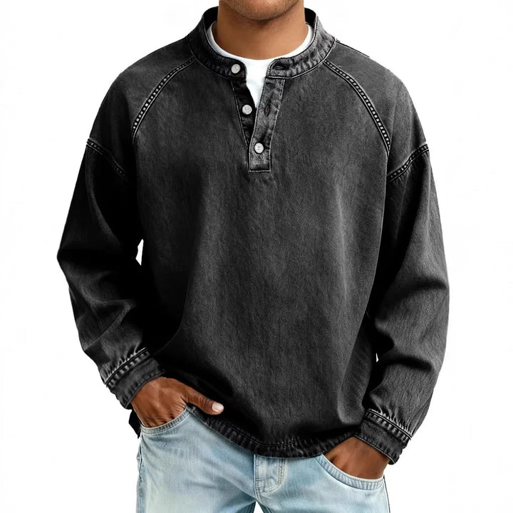 Jacob Vintage Denim Henley Pullover