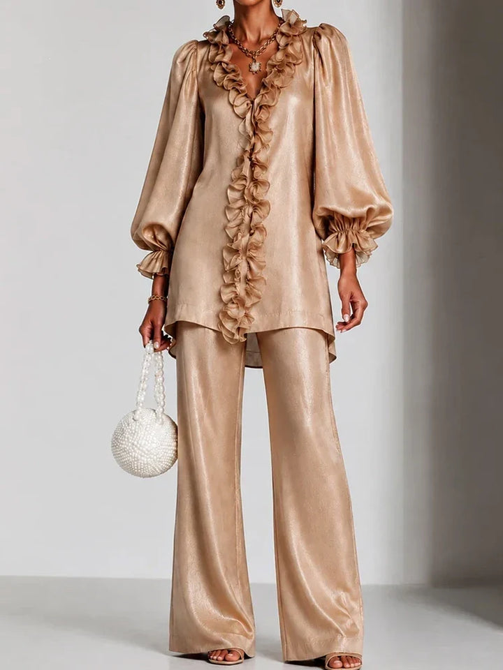 Marisol Ruffle V-Neck Set