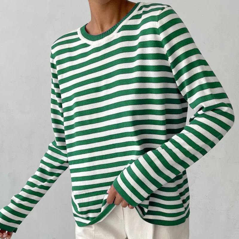 Margaux Striped Crew Sweater