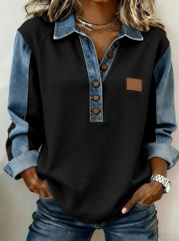 Elowen Denim Trim Blouse