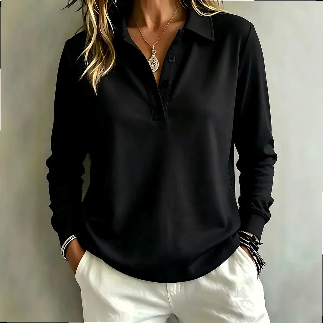 Delphine Button Placket Polo Top