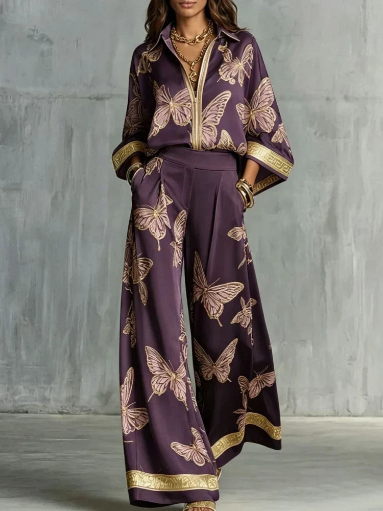 Camille Butterfly Print Lounge Set