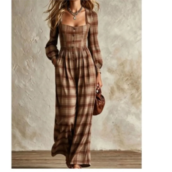 Isabelle Plaid Wide Leg Jumpsuit
