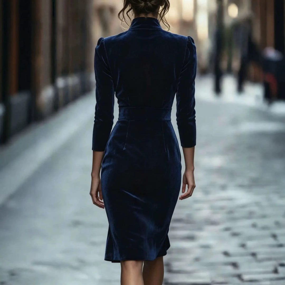 Natasha V Neck Velvet Midi Dress