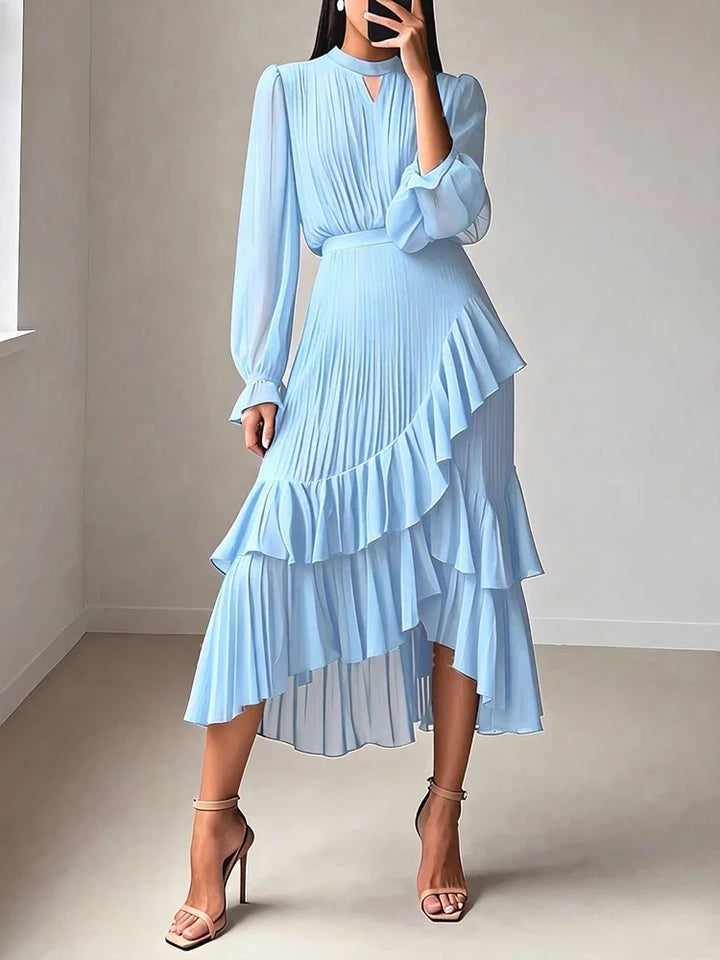 Lucille Pleated Ruffle Midi Dress