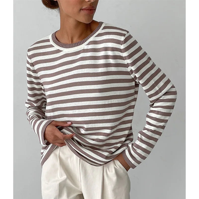 Margaux Striped Crew Sweater