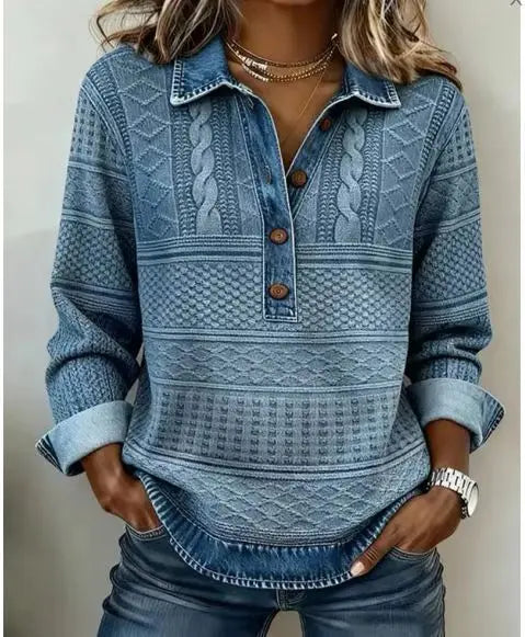 Roxane Denim Trim Blouse