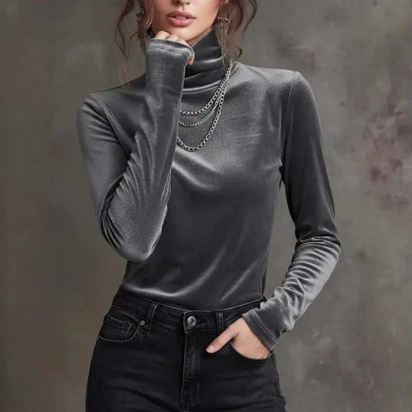 Celestine Velvet Turtleneck Blouse
