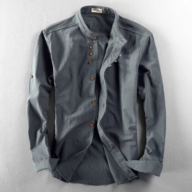 Elvaro  Slim Fit Linen Henley Shirt