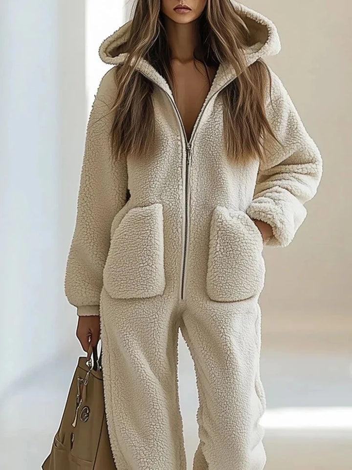 Marisela Zip Front Sherpa Jumpsuit