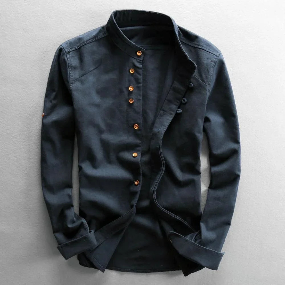 Elvaro  Slim Fit Linen Henley Shirt